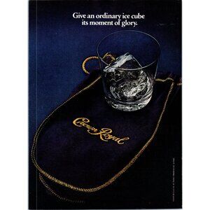 1981 Crown Royal Canadian Whisky Vintage Print Ad Ordinary Ice Cube Wall Art 80s
